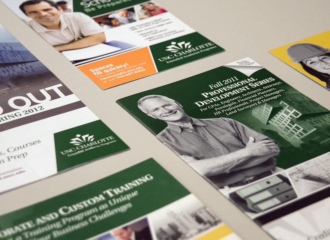 Print marketing for UNC Charlotte extended academic programs