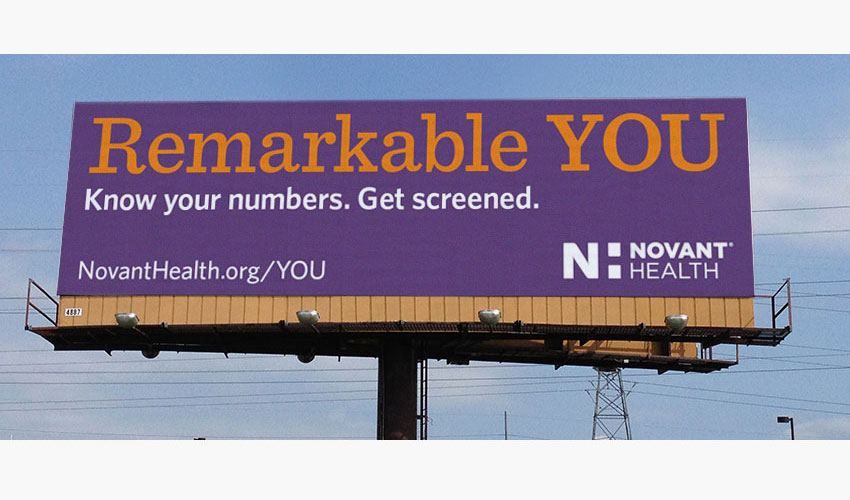 Novant Health's Remarkable You healthcare billboard. Charlotte, NC.