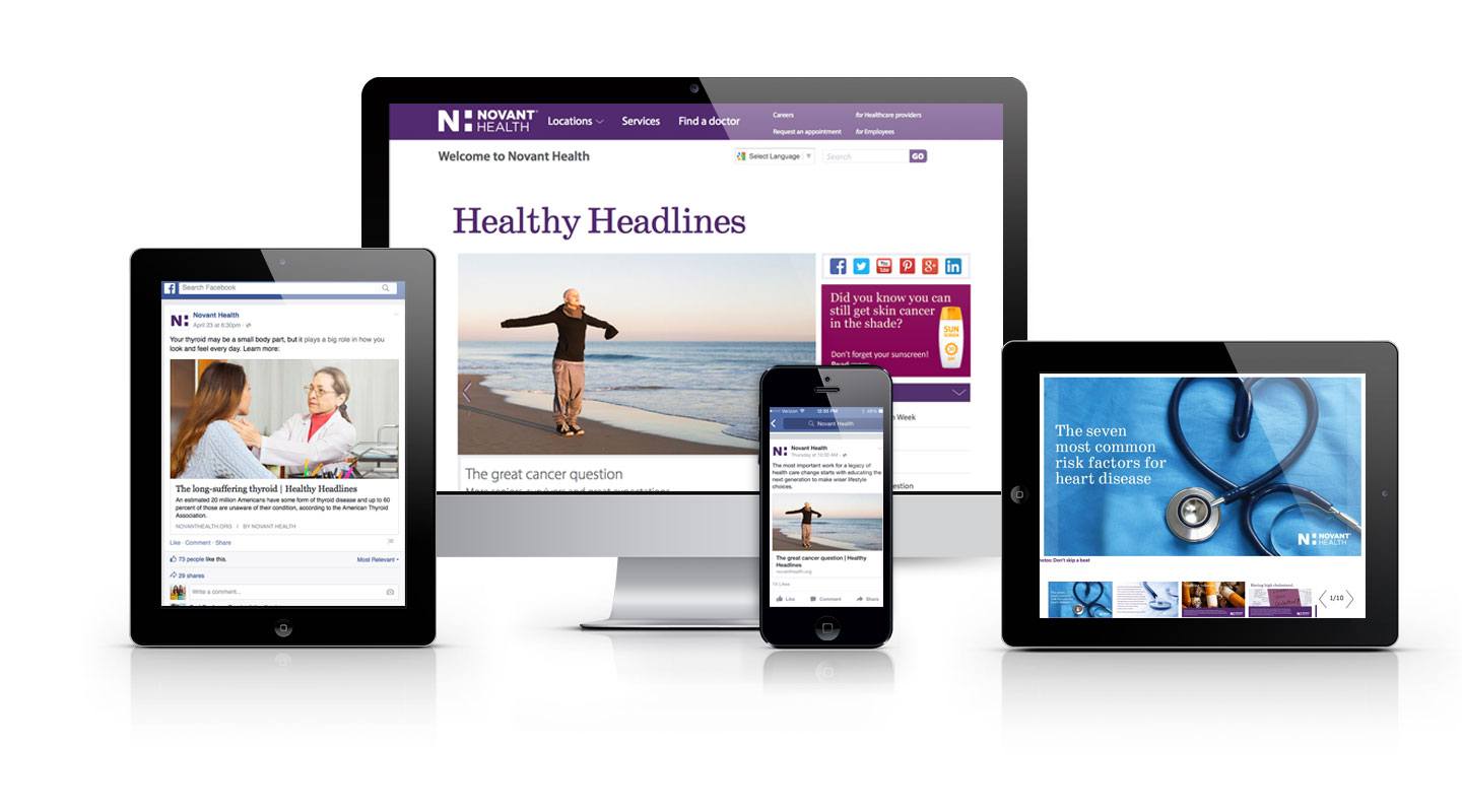 Mobile-responsive content for Novant Health Healthy Headlines brand journalism hub