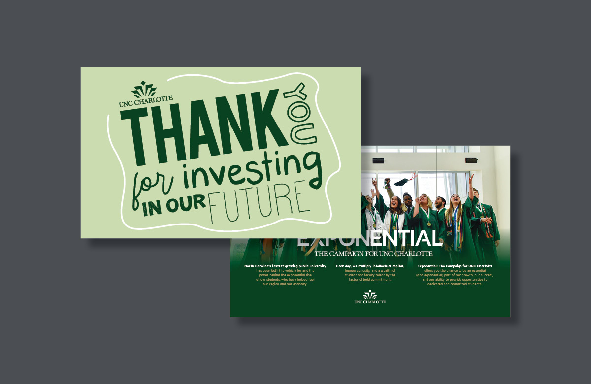 UNC Charlotte gatefold direct mail donor packet