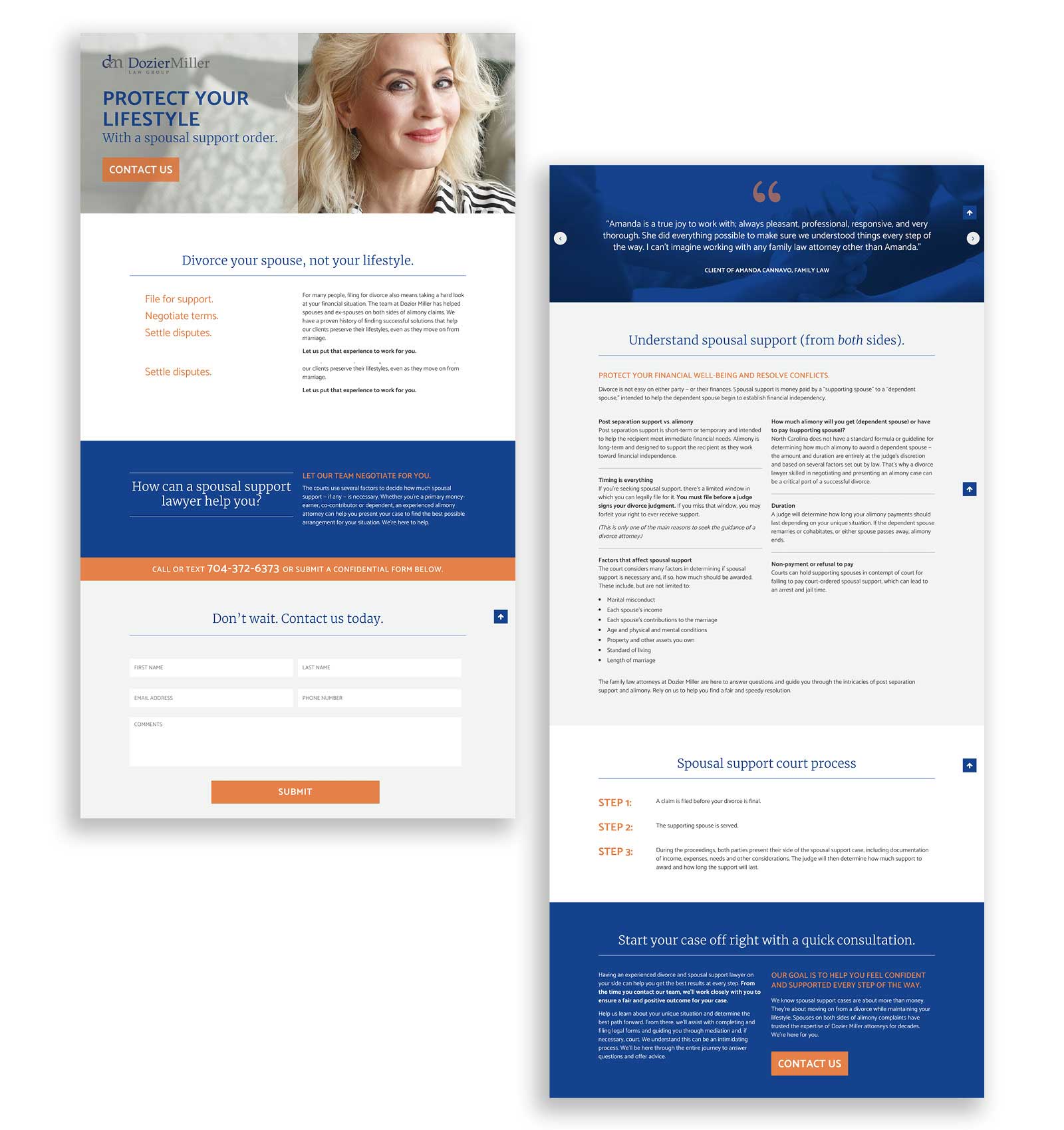Dozier Miller Law alimony landing page